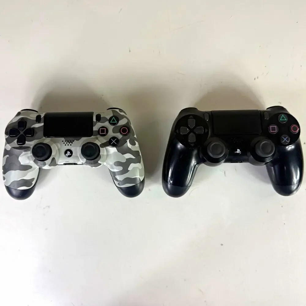 2 Sony DualShock 4 Wireless Controllers Black/Gray Camo Touchpad PS4 Untested
